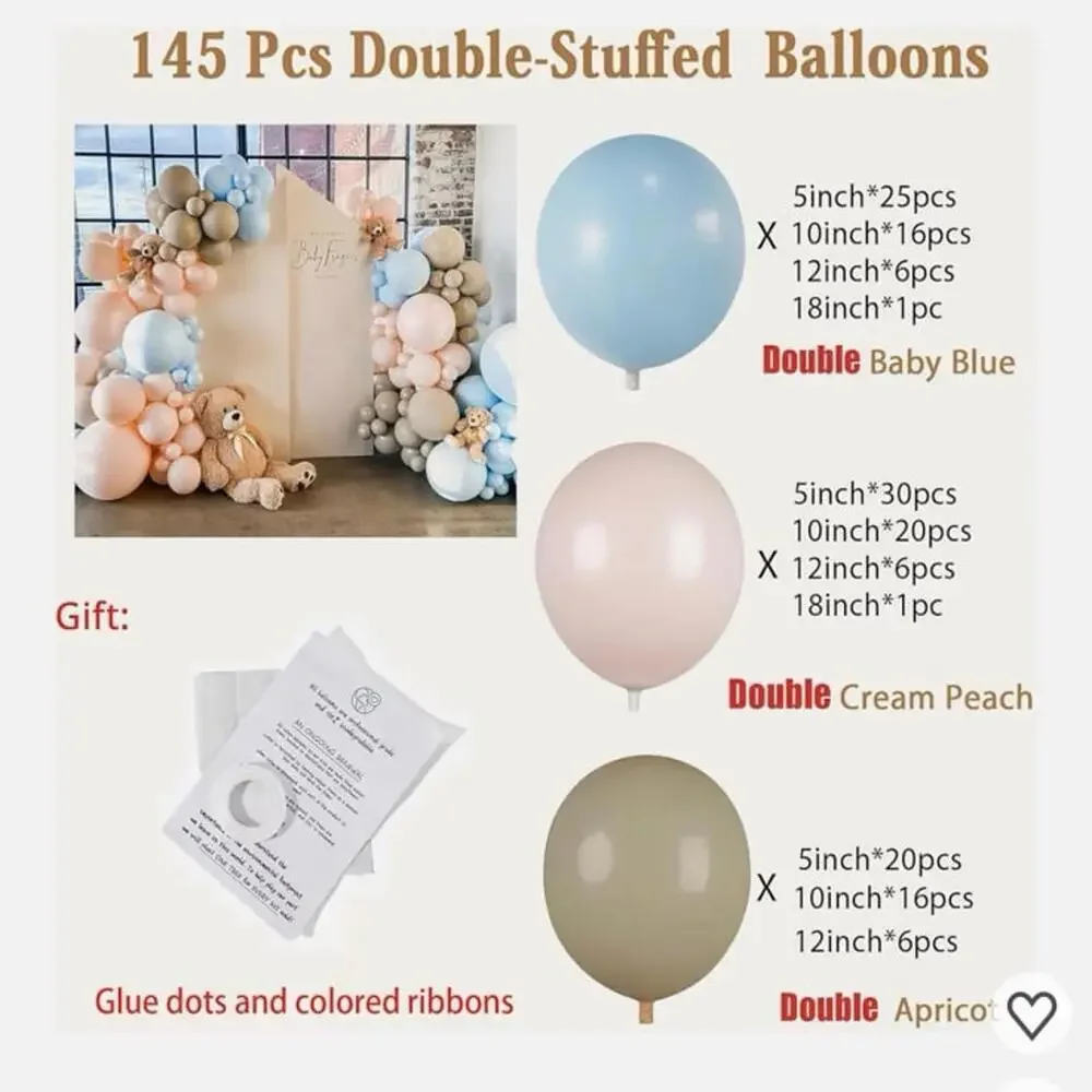 145Pcs Dusty Blue and Pink Balloons Garland Kit